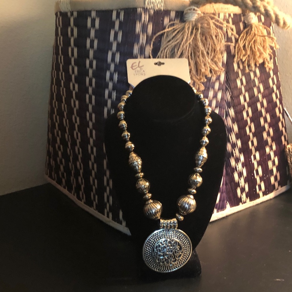 Erica Lyons Silver and Black Beaded Necklace